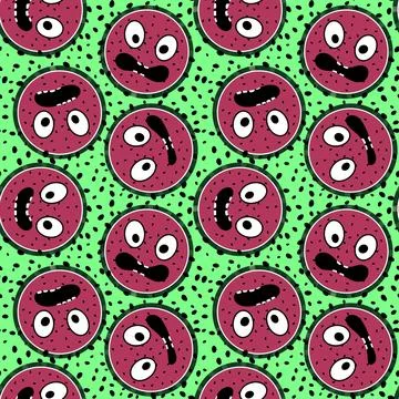 Cartoon fruit seamless watermelon pattern for wrapping paper and fabrics Stock Illustration