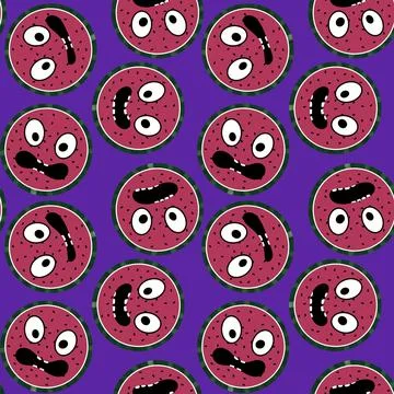 Cartoon fruit seamless watermelon pattern for wrapping paper and fabrics Stock Illustration