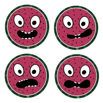 Cartoon fruit set watermelon pattern for wrapping paper and fabrics Stock Illustration