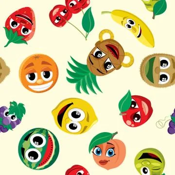 Cartoon Fruits Pattern 库存插图