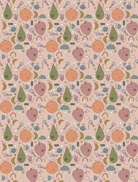 Cartoon fruits seamless pattern background Stock Illustration