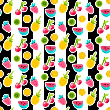 Cartoon fruits seamless vector pattern Illustrazione stock