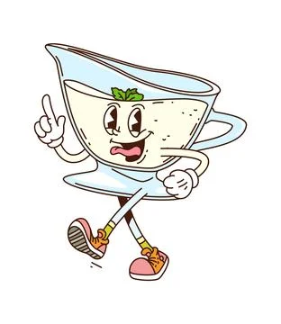 Cartoon funky groovy bechamel or mayonnaise sauce Stock Illustration