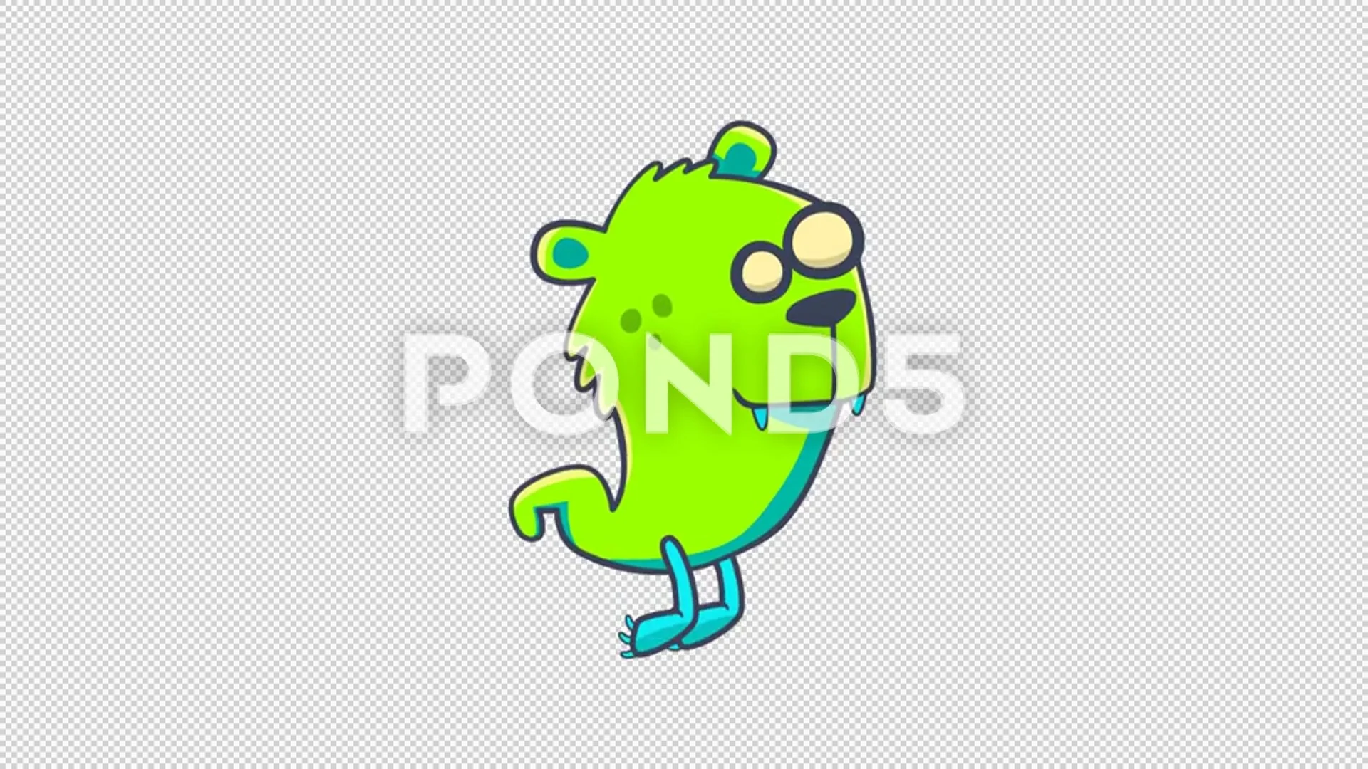 Cartoon funny animation gif character on isolated background. Monster Bear