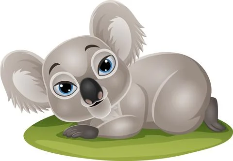 Cartoon funny baby koala lying down in the grass Stock Illustration
