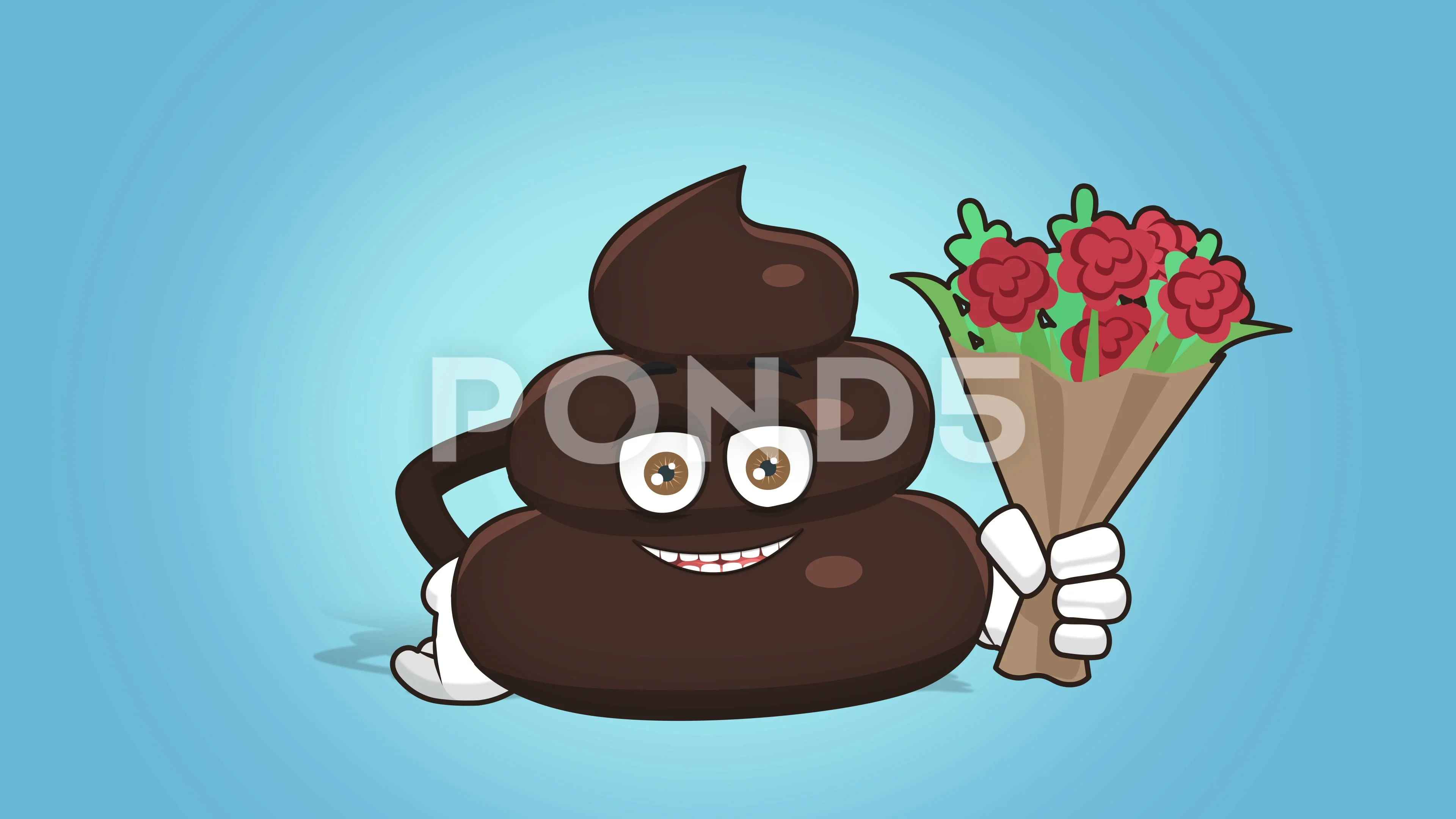 Cartoon Funny Brown Poop Turd Flowers B... | Stock Video | Pond5