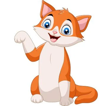 Cartoon funny cat posing on white background Stock Illustration