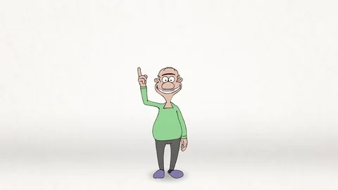 Cartoon Funny Character chooses from two options, he gets the idea Stockbeeldmateriaal 85217536