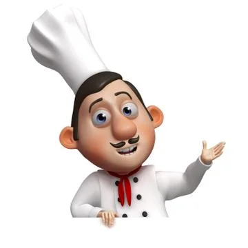 Cartoon funny chef and empty board 스톡 일러스트