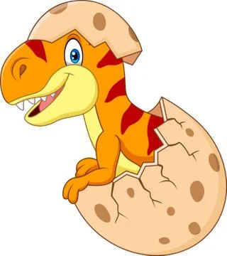 Cartoon funny dinosaur hatching Stock Illustration