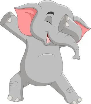 Cartoon funny elephant dabbing dance Stock Illustration