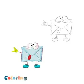 Cartoon funny envelope. Vector illustration on a white background. Stock Illustration
