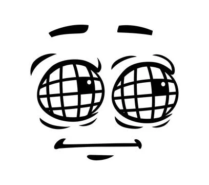 Cartoon funny face expression with grid eyes Stock Illustration