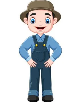 Cartoon funny farmer posing Stock Illustration