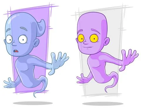 Cartoon funny ghost characters vector set Stock Illustration