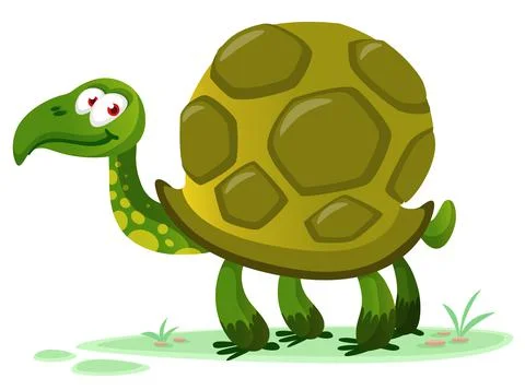 Cartoon funny green turtle. Vector illustration isolated Stock Illustration