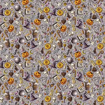Cartoon funny Halloween seamless pattern Stockillustratie