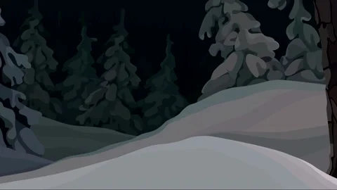 Cartoon funny hare jumping back and forth in the winter forest Stock-Footage 231481496