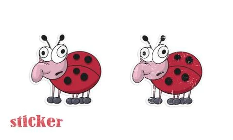 Cartoon funny ladybug mutant. Vector illustration in the form of a sticker. Stock Illustration
