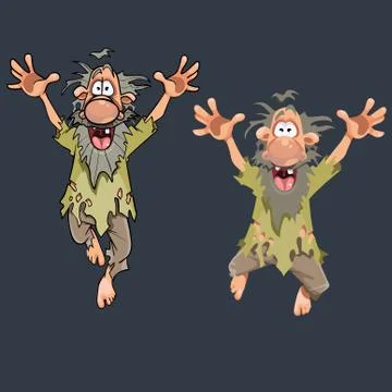 Cartoon funny man jumping in different poses Stock Illustration