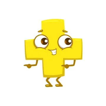 Cartoon funny math number plus character Stock Illustration