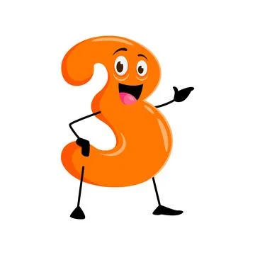 Cartoon funny math number three vector character Stock Illustration