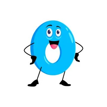 Cartoon funny math number zero blue character Illustrazione stock