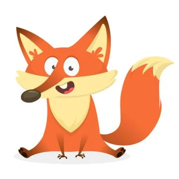 Cartoon funny red fox. Vector illustration Stock Illustration