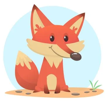 Cartoon funny red fox. Vector illustration Stock Illustration