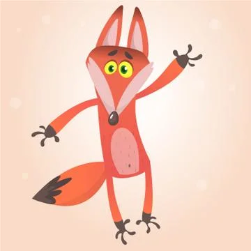 Cartoon funny red fox. Vector illustration Stock Illustration