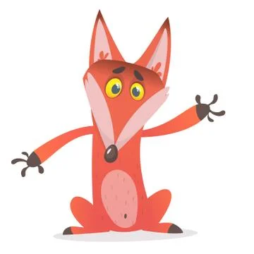 Cartoon funny red fox. Vector illustration Stock Illustration