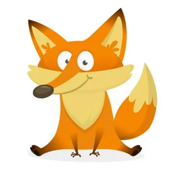 Cartoon funny red fox. Vector illustration Stock Illustration