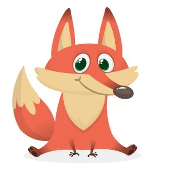 Cartoon funny red fox. Vector illustration Stock Illustration