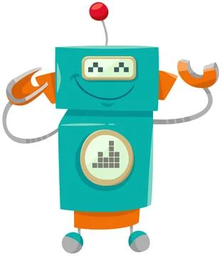 Cartoon funny robot or android fantasy character Stock-Illustration