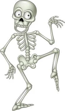 Cartoon funny skeleton dancing Stock Illustration