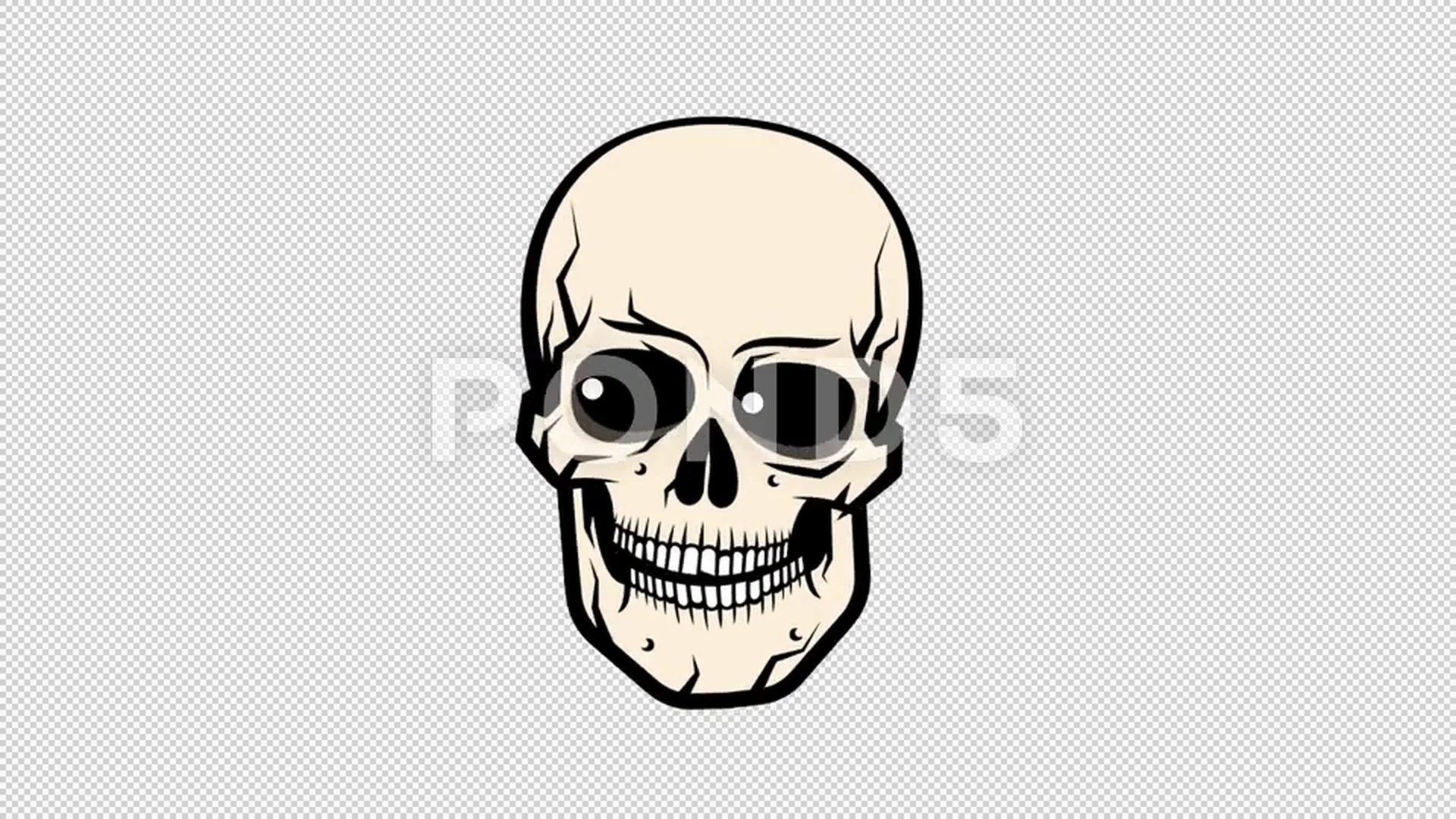 Cartoon funny skull moving jaw and pupil... | Stock Video | Pond5