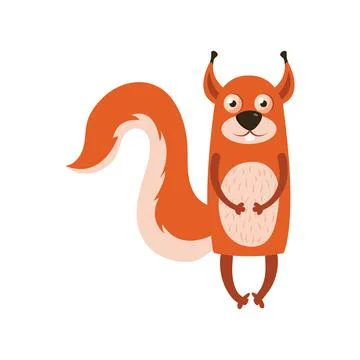 Cartoon funny squirrel on a white background. Vector illustration Stock Illustration
