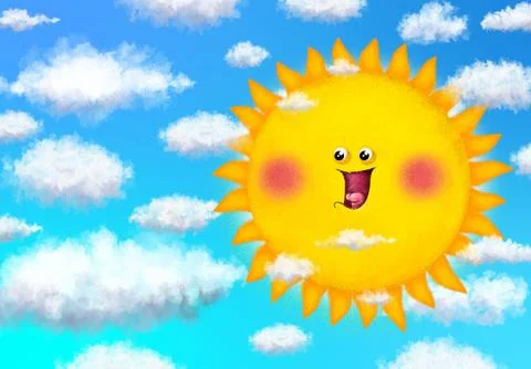 Cartoon funny sun static. Stock Illustration