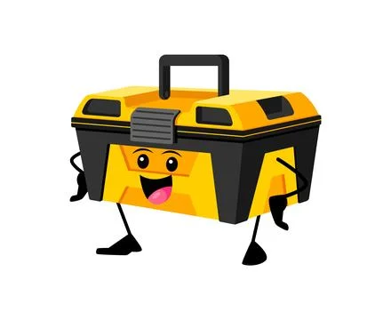 Cartoon funny toolbox building tool character Ilustración de archivo