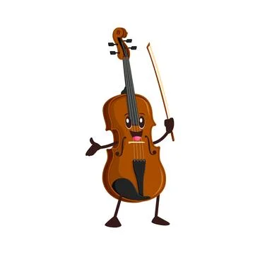 Cartoon funny violin string instrument character Illustrazione stock