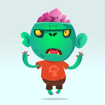 Cartoon funny zombie. Halloween vector illustration of scary monster Stock Illustration
