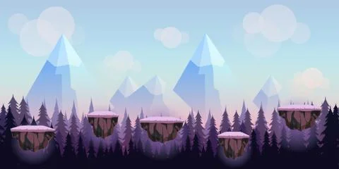 Cartoon Game Background , seamless background for games mobile applications and Stock Illustration
