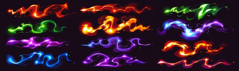 Cartoon game magic power waves, wizard glow Stock Illustration