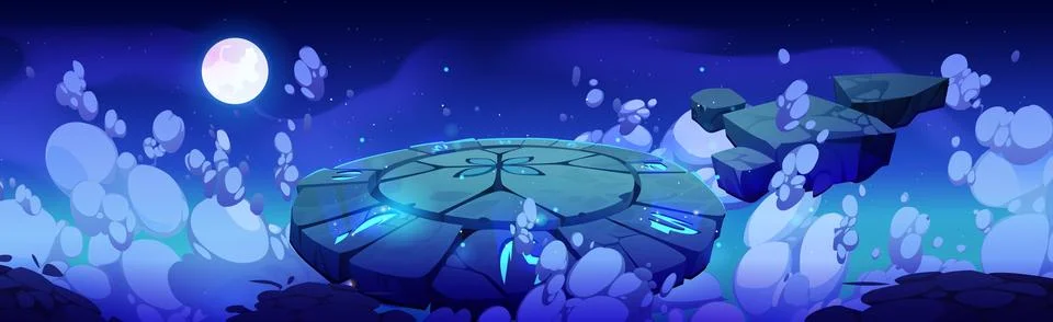 Cartoon game platform floating in clouds Stock Illustration