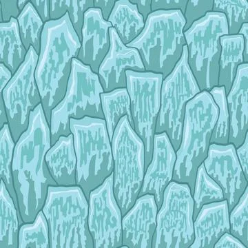 Cartoon game texture, ice surface seamless pattern. Game asset walls and en.. イラスト素材
