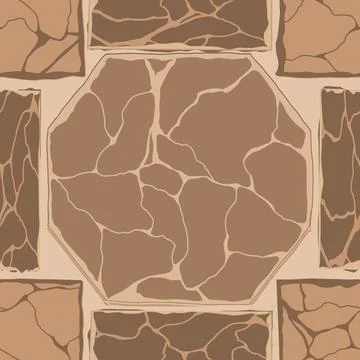 Cartoon game texture, rocks and ground surface seamless pattern. Game asset.. Illustrazione stock