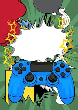 Cartoon Gaming controller with blank speech bubble, comic book Joystick bac.. イラスト素材