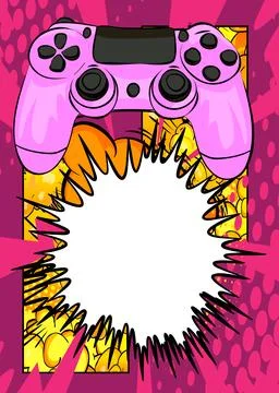 Cartoon Gaming controller with blank speech bubble, comic book Joystick bac.. Stock Illustration