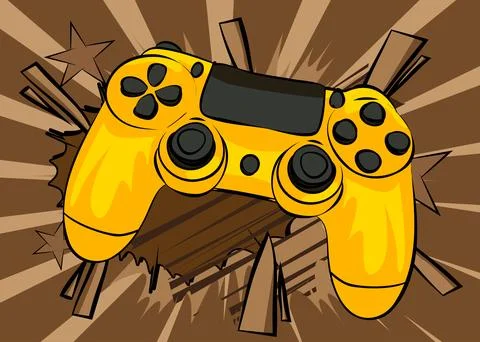 Cartoon Gaming controller, comic book Joystick. Retro vector comics pop art.. Stockillustratie