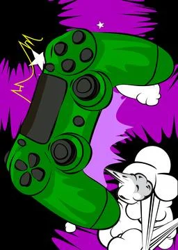 Cartoon Gaming controller, comic book Joystick. Retro vector comics pop art.. Stock Illustration